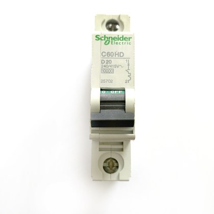 Schneider Electric C60HD 25702 D20 20A 20 Amp MCB Circuit Breaker Type DD